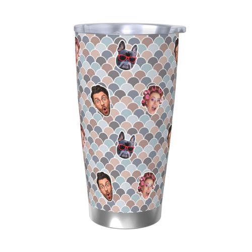 Gobelet Personnalisé Avec Visage 590ml Géométrique Neutre =2 Tasse De Café Pour Voiture Avec Photo D'animaux De Compagnie,Bébé,Enfants,Hommes,Femmes