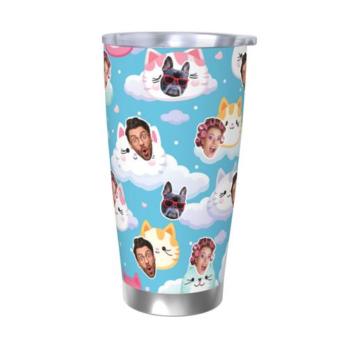Gobelet Personnalisé Avec Visage 590ml Modèle De Chats Kawaii 3 Tasse De Café Pour Voiture Avec Photo D'animaux De Compagnie,Bébé,Enfants,Hommes,Femmes