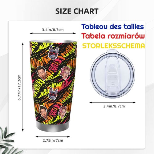 Gobelet Personnalisé Avec Visage 590ml Imprimé Animal Néon = 17 Tasse De Café Pour Voiture Avec Photo D'animaux De Compagnie,Bébé,Enfants,Hommes,Femmes