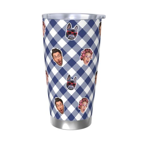 Gobelet Personnalisé Avec Visage 590ml Rayures Bleu Marine = 7 Tasse De Café Pour Voiture Avec Photo D'animaux De Compagnie,Bébé,Enfants,Hommes,Femmes