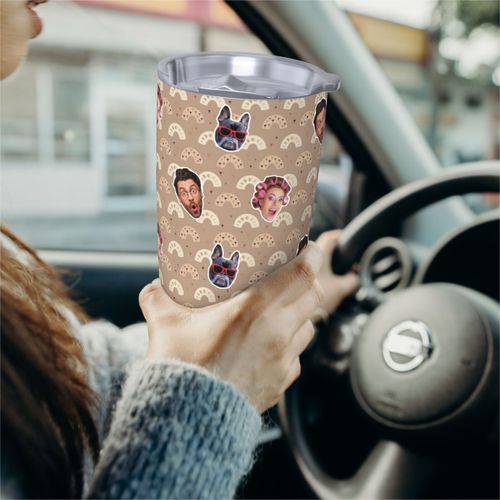 Gobelet Personnalisé Avec Visage 590ml Ensemble De Modèles Sans Couture Pour Nouveau-Né = 10 Tasse De Café Pour Voiture Avec Photo D'animaux De Compagnie,Bébé,Enfants,Hommes,Femmes