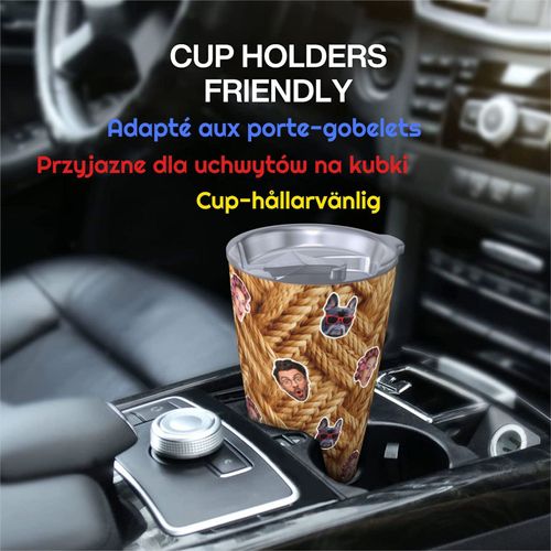 Gobelet Personnalisé Avec Visage 590ml Point De Jute Tricoté =9 Tasse De Café Pour Voiture Avec Photo D'animaux De Compagnie,Bébé,Enfants,Hommes,Femmes