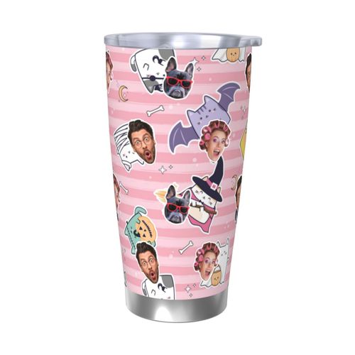 Gobelet Personnalisé Avec Visage 590ml Chats D'halloween Mignons Kawaii = 14 Tasse De Café Pour Voiture Avec Photo D'animaux De Compagnie,Bébé,Enfants,Hommes,Femmes