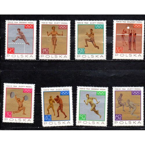 Pologne-  Série Complète De 8 Timbres Neufs- Jeux Olympiques De Tokyo 1964