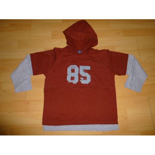 T-Shirt Manches Longues Marron Et Gris -Sergent Major- 8 Ans