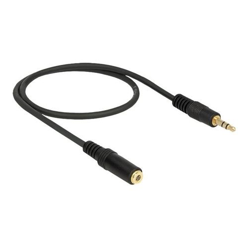 Delock - Rallonge de câble audio - mini-phone stereo 3.5 mm femelle pour mini-phone stereo 3.5 mm mâle - 50 cm - noir