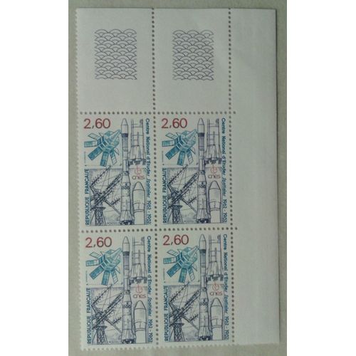 Bloc De 4 Timbres Coin De Feuille France 1982 Yvert Et Tellier N°2213 Centre National D'étude Spatiale Neuf** Gomme Intacte