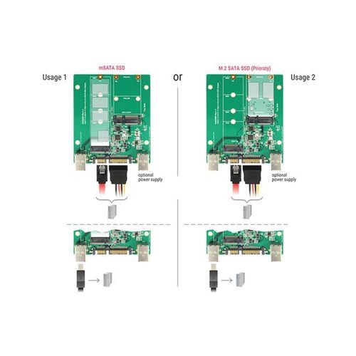 Delock Converter SATA / USB 3.1 type B socket> M.2 / mSATA slot - Contrôleur de stockage - mSATA, M.2 - M.2 Card / mSATA - SATA 3Gb/s, USB 3.1 (Gen 2)