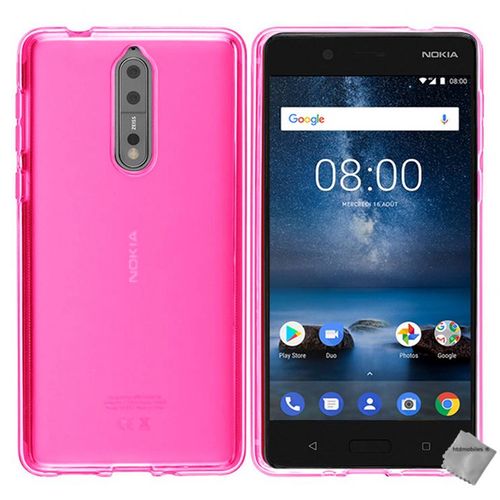 Housse Etui Coque Pochette Silicone Gel Fine Pour Nokia 8 + Film Ecran - Rose
