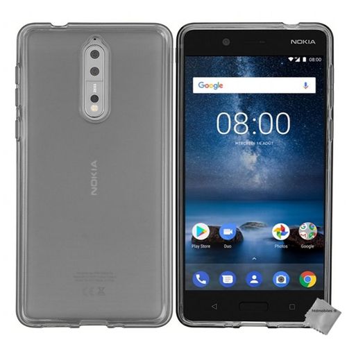 Housse Etui Coque Pochette Silicone Gel Fine Pour Nokia 8 + Verre Trempe - Gris