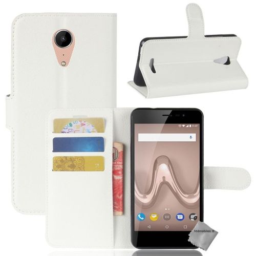 Housse Etui Coque Pochette Portefeuille Pour Wiko Tommy 2 + Verre Trempe - Blanc