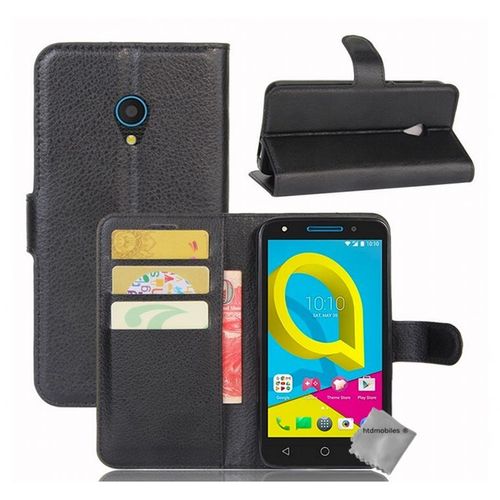 Housse Etui Coque Pochette Portefeuille Pour Alcatel U5 + Film Ecran - Noir