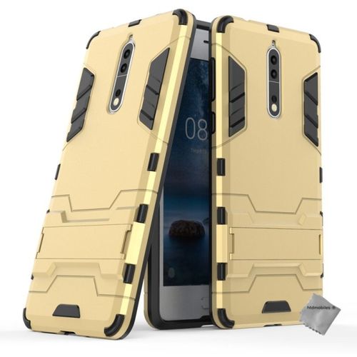 Housse Etui Coque Rigide Anti Choc Pour Nokia 8 + Verre Trempe - Or