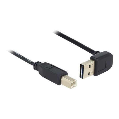 Delock Easy - Câble USB - USB (M) incliné vers le haut/bas, réversible pour USB type B (M) - USB 2.0 - 5 m - noir