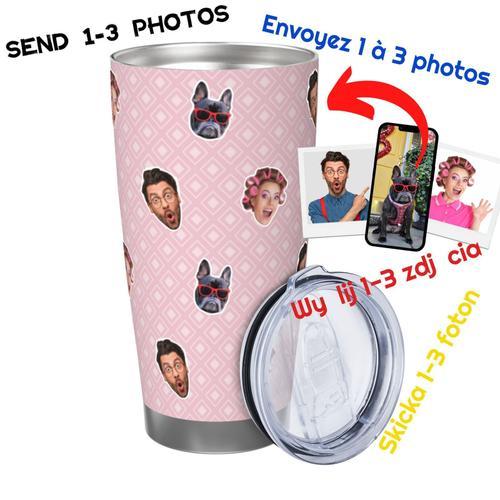 Gobelet Personnalisé Avec Visage 590ml Menthe Et Gris = 14 Tasse De Café Pour Voiture Avec Photo D'animaux De Compagnie,Bébé,Enfants,Hommes,Femmes