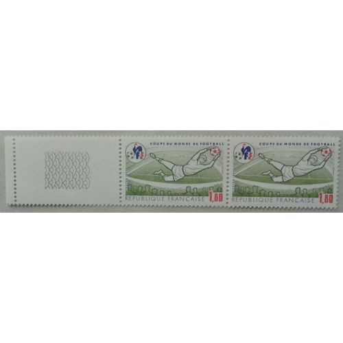 Bloc De 2 Timbres Bord De Feuille France 1982 Yvert Et Tellier N°2209 Coupe Du Monde De Football Neuf** Gomme Intacte