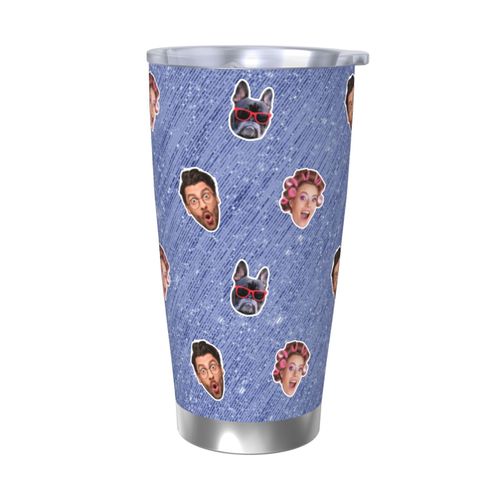 Gobelet Personnalisé Avec Visage 590ml Rideau De Guirlandes En Feuille Métallique = 60 Tasse De Café Pour Voiture Avec Photo D'animaux De Compagnie,Bébé,Enfants,Hommes,Femmes