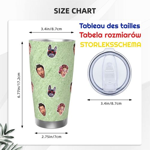 Gobelet Personnalisé Avec Visage 590ml Rideau De Guirlandes En Feuille Métallique = 88 Tasse De Café Pour Voiture Avec Photo D'animaux De Compagnie,Bébé,Enfants,Hommes,Femmes