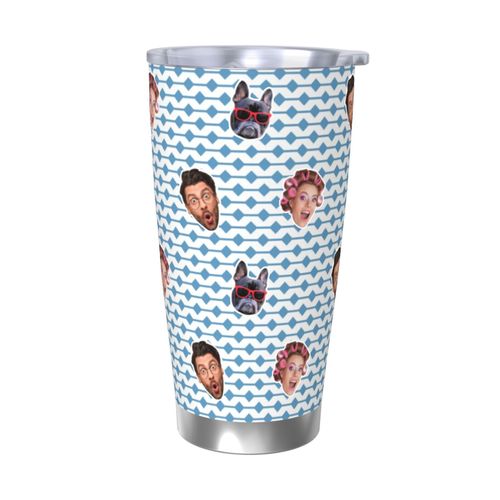 Gobelet Personnalisé Avec Visage 590ml Bleu Sirène = 17 Tasse De Café Pour Voiture Avec Photo D'animaux De Compagnie,Bébé,Enfants,Hommes,Femmes