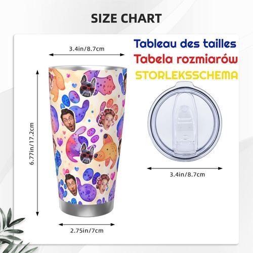 Gobelet Personnalisé Avec Visage 590ml Coeur Aimant Avec Empreintes De Pattes =5 Tasse De Café Pour Voiture Avec Photo D'animaux De Compagnie,Bébé,Enfants,Hommes,Femmes