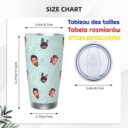 Gobelet Personnalisé Avec Visage 590ml Rideau De Guirlandes En Feuille Métallique = 76 Tasse De Café Pour Voiture Avec Photo D'animaux De Compagnie,Bébé,Enfants,Hommes,Femmes