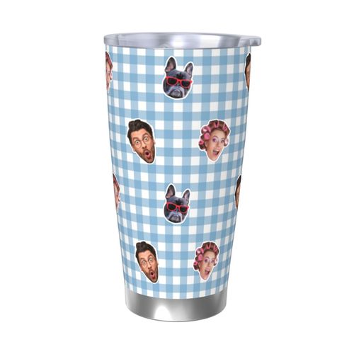 Gobelet Personnalisé Avec Visage 590ml Bleu Sirène = 3 Tasse De Café Pour Voiture Avec Photo D'animaux De Compagnie,Bébé,Enfants,Hommes,Femmes