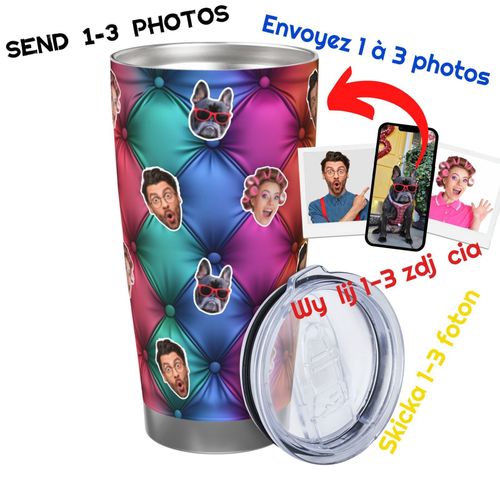 Gobelet Personnalisé Avec Visage 590ml Diamant Arc-En-Ciel De Luxe Touffeté = 11 Tasse De Café Pour Voiture Avec Photo D'animaux De Compagnie,Bébé,Enfants,Hommes,Femmes