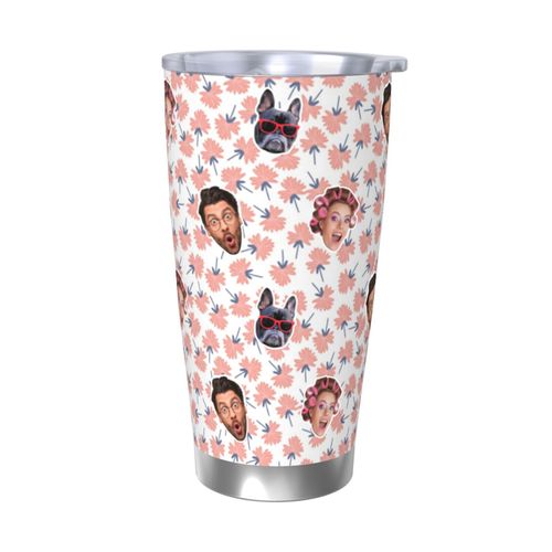 Gobelet Personnalisé Avec Visage 590ml Fleurs Sauvages Des Prés = 2 Tasse De Café Pour Voiture Avec Photo D'animaux De Compagnie,Bébé,Enfants,Hommes,Femmes