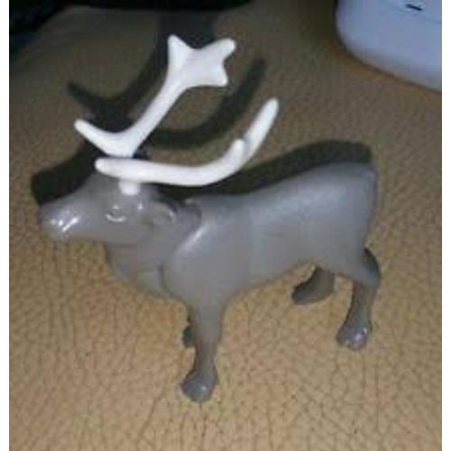 Cerf Gris Aux Bois Blanc À La Tête Articulée Playmobil