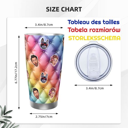 Gobelet Personnalisé Avec Visage 590ml Diamant Arc-En-Ciel De Luxe Touffeté =9 Tasse De Café Pour Voiture Avec Photo D'animaux De Compagnie,Bébé,Enfants,Hommes,Femmes