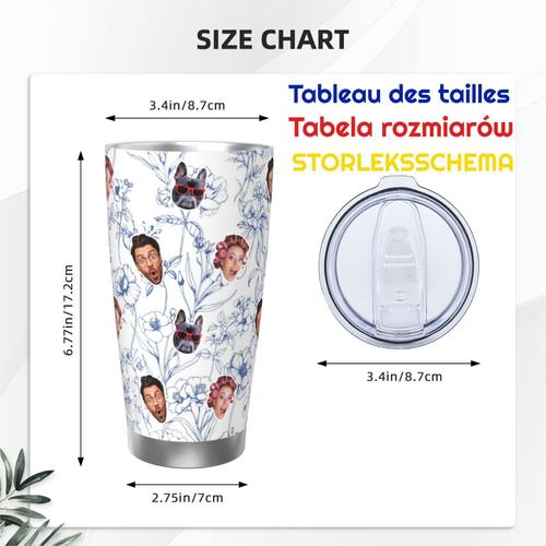 Gobelet Personnalisé Avec Visage 590ml Modèles Sans Couture D'élégance Intemporelle = 2 Tasse De Café Pour Voiture Avec Photo D'animaux De Compagnie,Bébé,Enfants,Hommes,Femmes