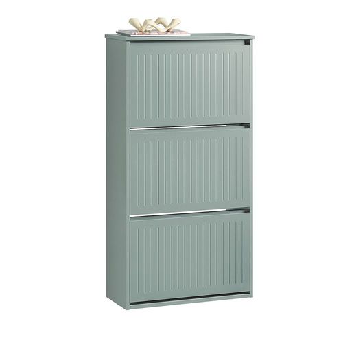 Sobuy Meuble À Chaussures Meuble D'entrée Meuble De Rangement À Chaussures Avec 3 Abattants Pour Petite Entrée Couloir, Gris, Lph 61x26x120 Cm, Fsr165-H-Hg