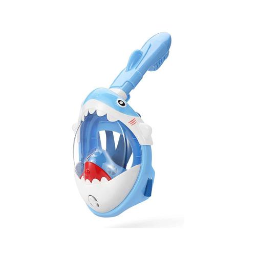 Masque De Snorkeling Avec Tube Pour Enfant, Modèle Requin, Bleu