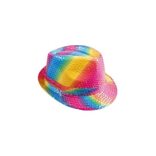 Chapeau Tissu Sequins Adulte - Borsalino - Multicolore