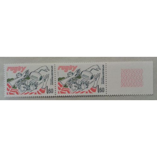 Bloc De 2 Timbres Paire Bord De Feuille France 1982 Yvert Et Tellier N°2236 Rugby Neuf** Gomme Intacte