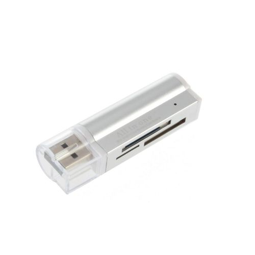 Lecteur usb 2.0 multi carte mémoire : Micro SD / TF M2 MMC SDHC MS Duo - Gris