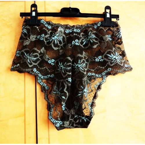 Culotte Wacoal Shorty Dentelle Extensible 40 Marron Et Bleu Turquoise