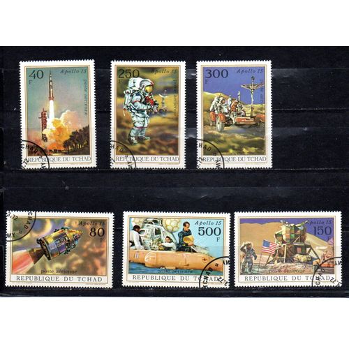 Tchad- Lot De 6 Timbres Oblitérés- Poste Aérienne- Apollo 15