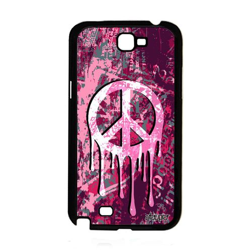 Coque Peace And Love Silicone Pour Note 2 Cover Journal Rose Yoga Samsung Galaxy Note 2