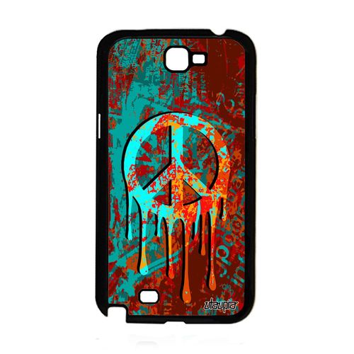 Coque Silicone Pour Samsung Galaxy Note 2 Peace And Love Vert Symbole Rasta Tpu