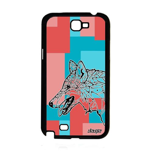 Coque Samsung Galaxy Note 2 Silicone Loup Foret Fantaisie Rose Chien Antichoc De