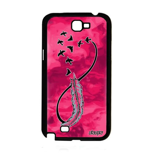 Coque Note 2 Silicone Infini Oiseau Ciel Telephone Nuage Rose Tpu Samsung Galaxy Note 2