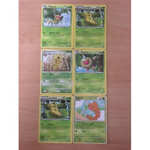 2x Coconfort 80pv (2/116) + Coconfort 80pv (73/106) + Aspicot 50pv (1/116) + Aspicot 40pv (1/39) + Aspicot 40pv (69/95) Pokemon