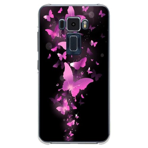 Coque Souple Pour Asus Zenfone 3 Ze520kl Avec Impression Motifs Papillons Fushia