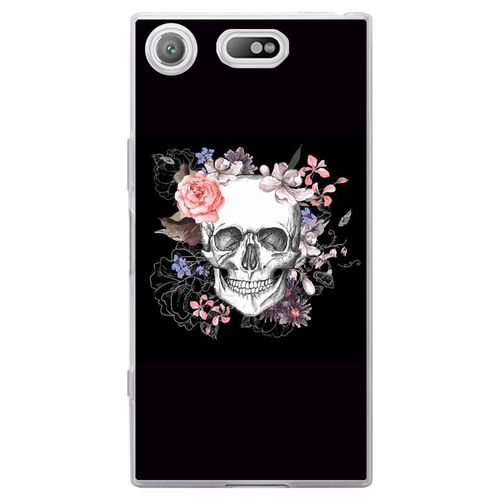 Coque Souple Pour Sony Xperia Xz1 Compact Avec Impression Motifs Skull Fleuri