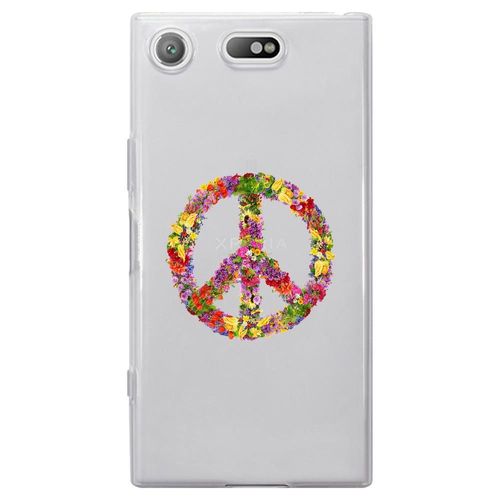 Coque Souple Pour Sony Xperia Xz1 Compact Avec Impression Motifs Peace And Love