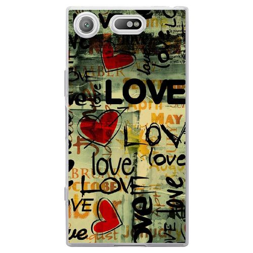 Coque Souple Pour Sony Xperia Xz1 Compact Avec Impression Motifs Love Vintage