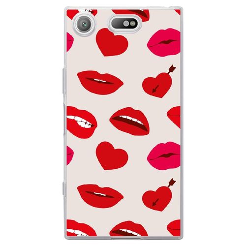 Coque Souple Pour Sony Xperia Xz1 Compact Avec Impression Motifs Lèvres Et Coeu