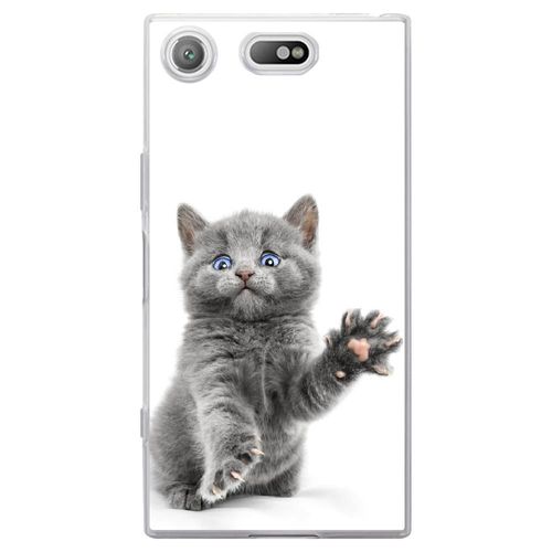 Coque Souple Pour Sony Xperia Xz1 Compact Avec Impression Motifs Chat Yeux Bleus
