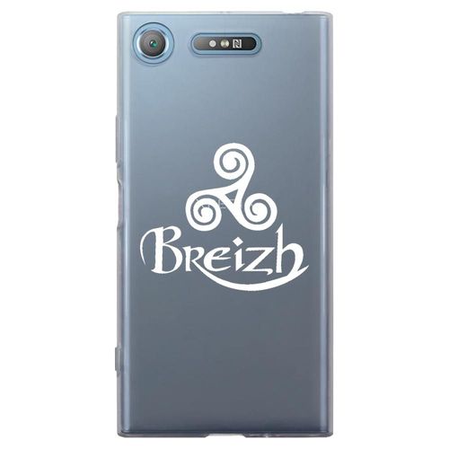 Coque Souple Pour Sony Xperia Xz1 Avec Impression Motifs Triskel Celte Blanc